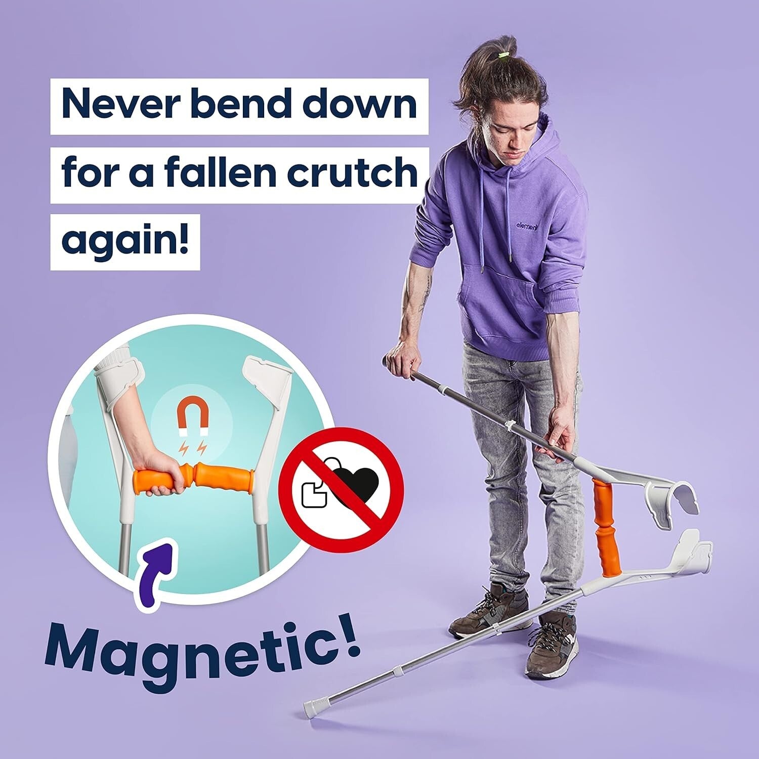 Ergonomic Crutch Handle Grips with Easy-Clean Silicone - Set of 2, Prevent Falls