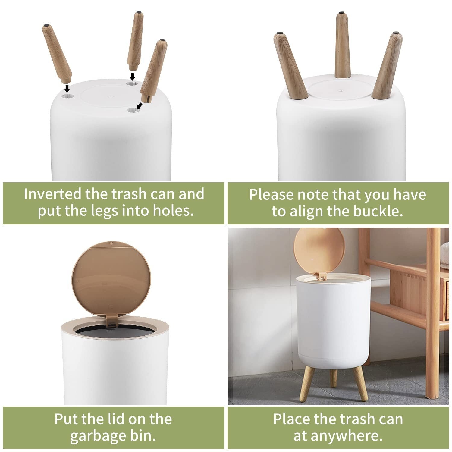 Compact Nordic Garbage Can - 1.8 Gallon Press-Top Trash Bin for Home & Office