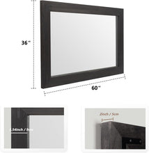 Load image into Gallery viewer, Versatile Rustic Wood Wall Mirror - Horizontal or Vertical Hanging, 60" x 36"