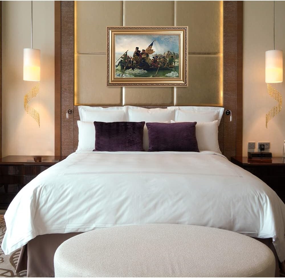 Framed Emanuel Leutze 'Washington Crossing the Delaware' Giclee Art – 30x22