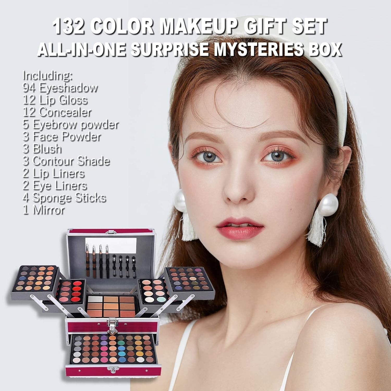 Versatile 132 Color Makeup Collection in Multi-Layer Case - Ideal for Teens