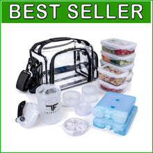 Load image into Gallery viewer, Portable Clear Lunch Bag with Meal Prep Containers and Shaker Cup Included