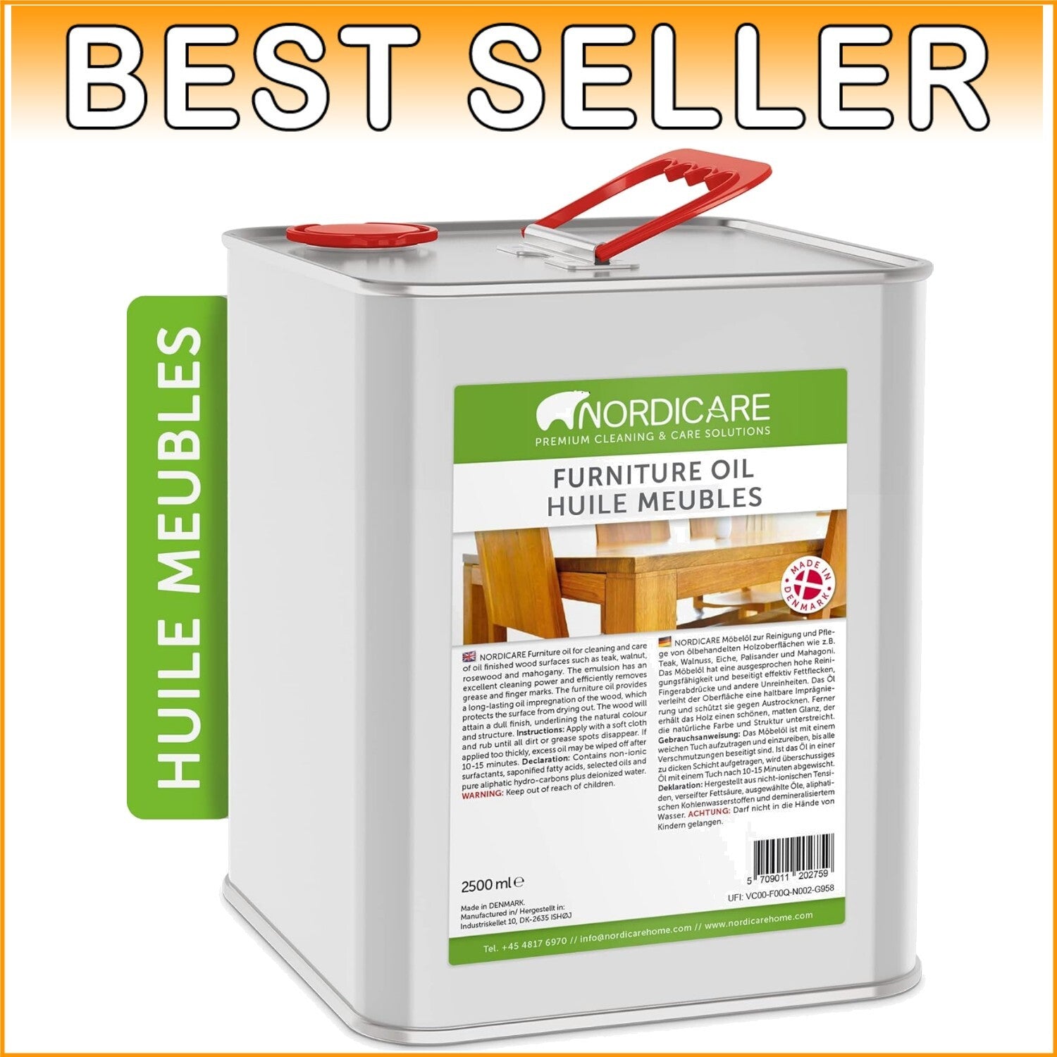 Premium Danish Wood Oil - All-Natural Care for Teak, Walnut & More 84.5 oz