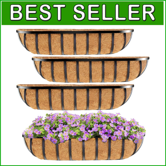 Elegant Rectangular 30" Railing Planter with Coco Liners - Add Rustic Charm!