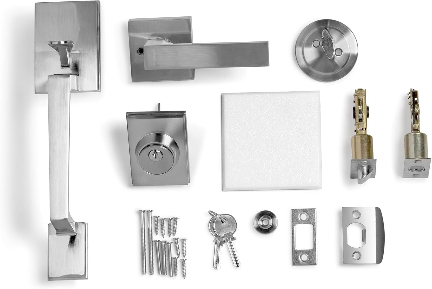 Elegant Satin Nickel Lever and Deadbolt Handle Set - Easy Install Kit Included