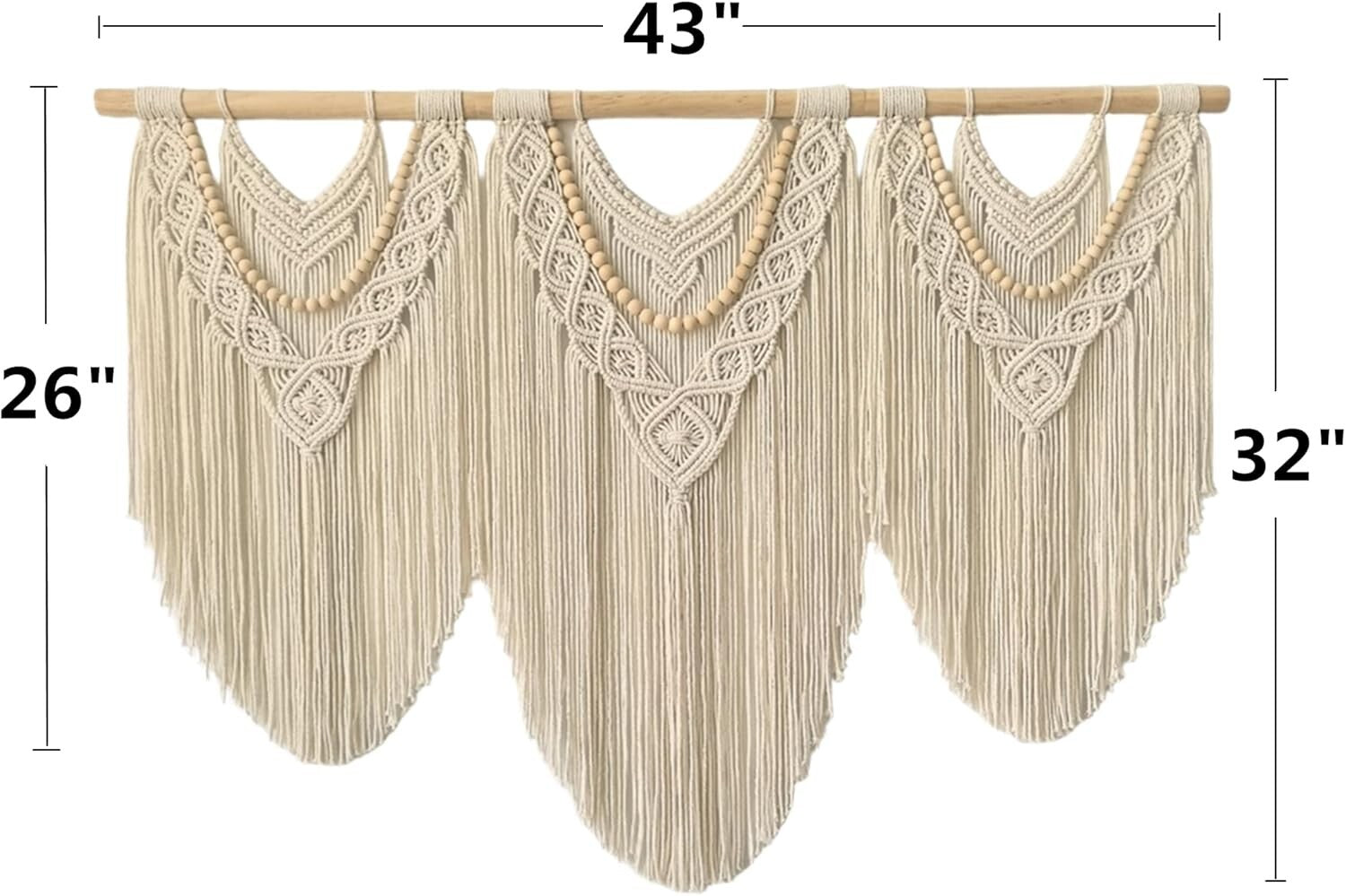 Elegant Large Macrame Tapestry - 43" x 32" Handmade Wall Decor for Any Room