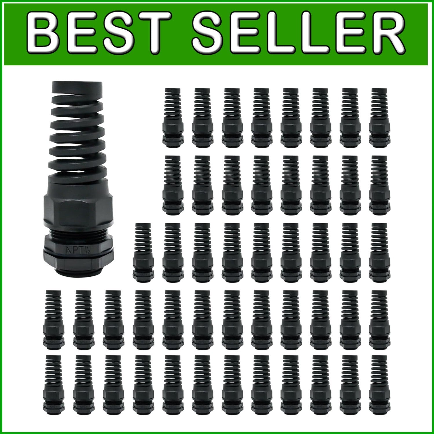 Durable 50-Piece NPT 1/2" Waterproof Cable Glands – Heat & Abrasion Resistant
