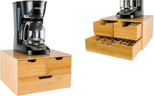 Load image into Gallery viewer, Elegant Extra Large Bamboo Coffee Pod Organizer with Sliding Drawers - 2 Tiers