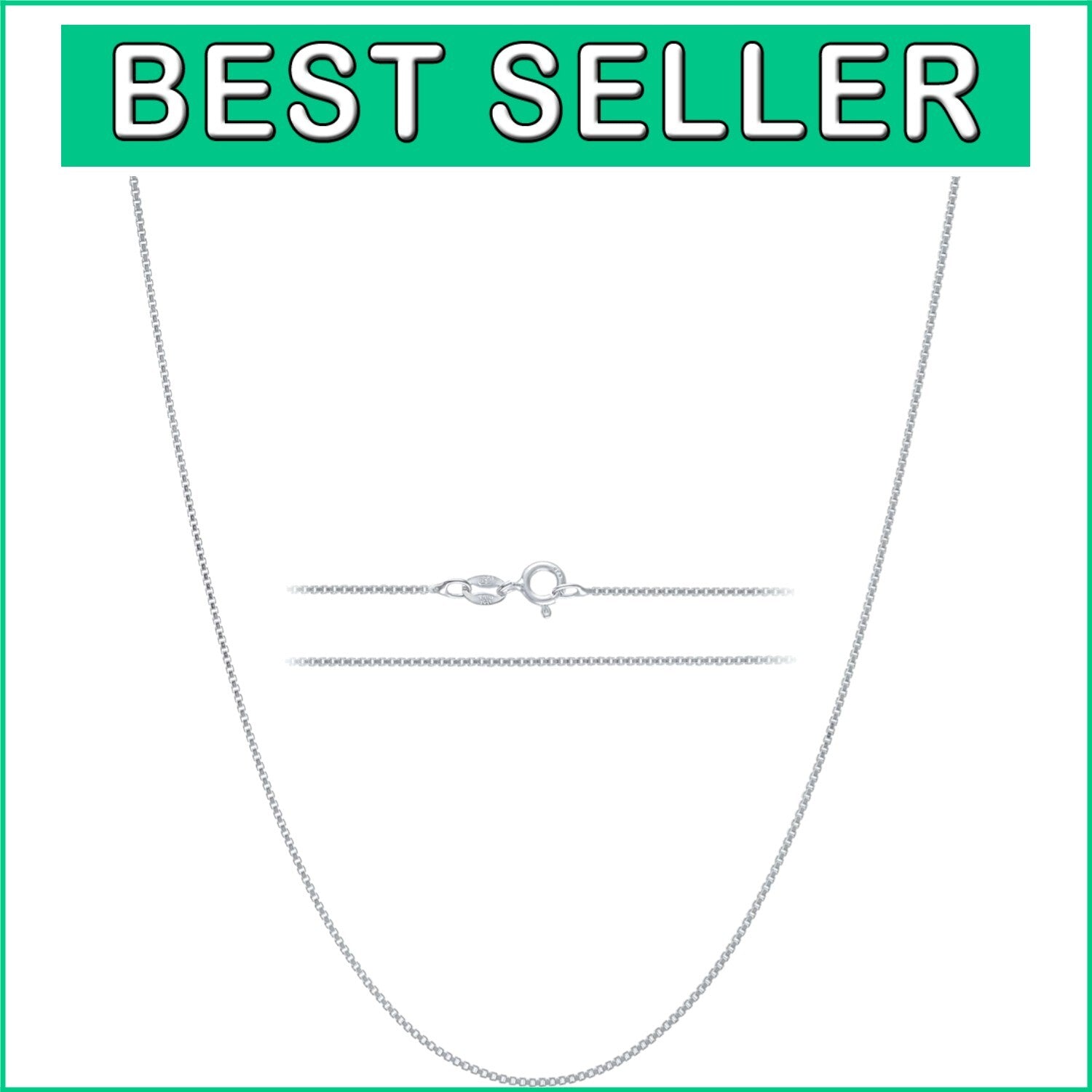 925 Sterling Silver 1mm Dainty Box Chain Necklace – Waterproof & Hypoallergenic