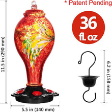 Load image into Gallery viewer, Large Capacity Hummingbird Feeder - Hand Blown Glass, Easy to Clean Design