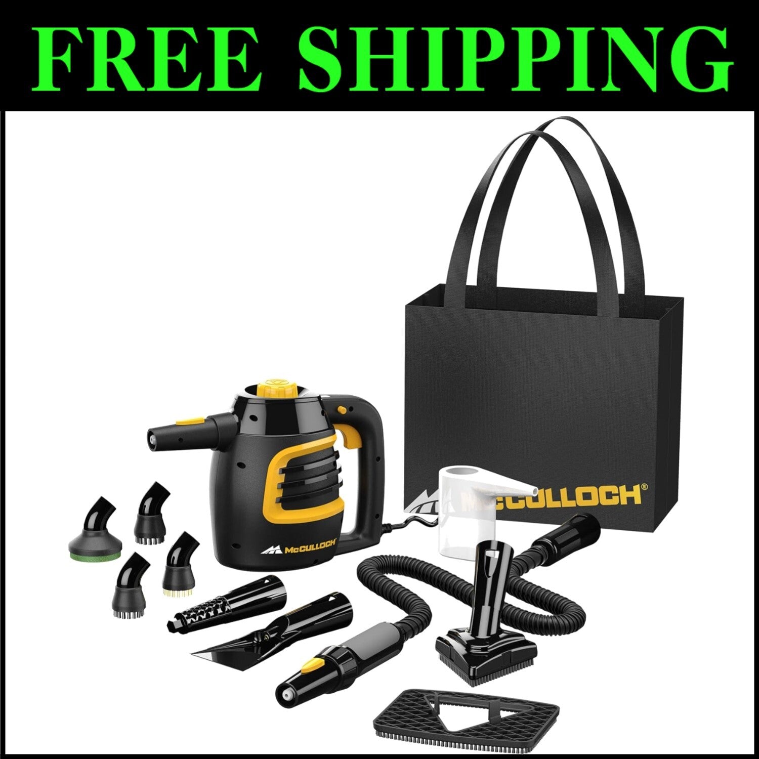 10-Minute Runtime Handheld Steam Cleaner with 11 Accessories - Perfect for Ho...