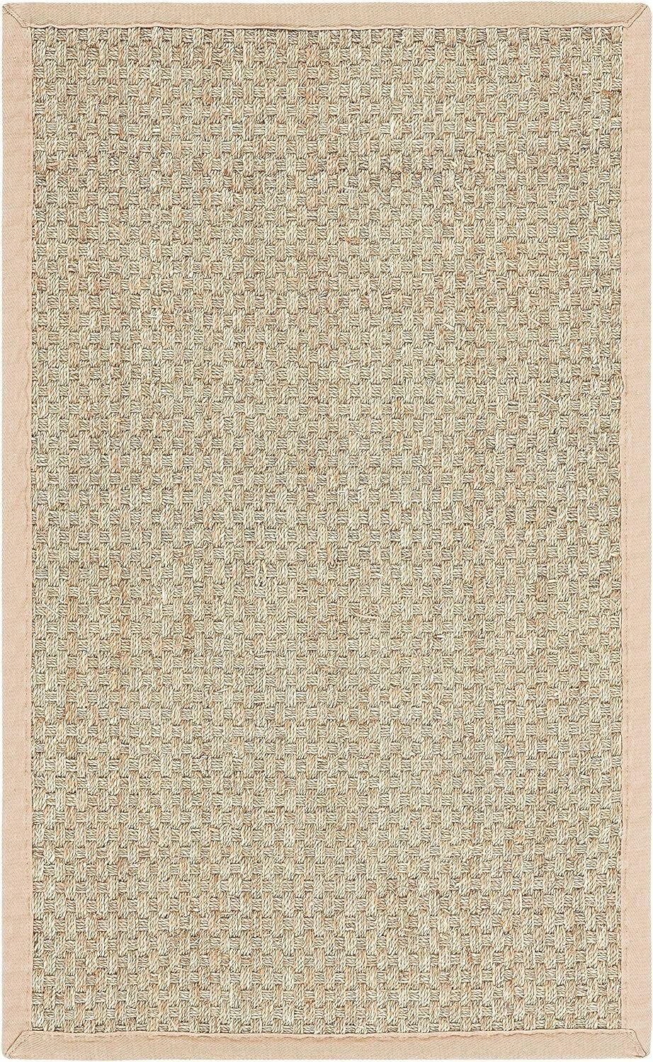 Eco-Friendly 3' x 5' Seagrass Accent Rug with Cotton Border - Durable & Stylish