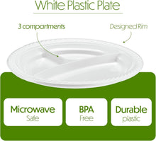 Load image into Gallery viewer, Lightweight 9'' Three-Section Plates - 400 Count Disposable for Catering