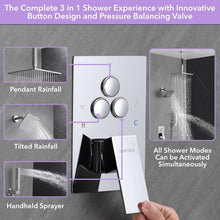 Load image into Gallery viewer, Luxurious Chrome Shower Faucet Set with Push Button Diverter &amp; Dual Shower Heads