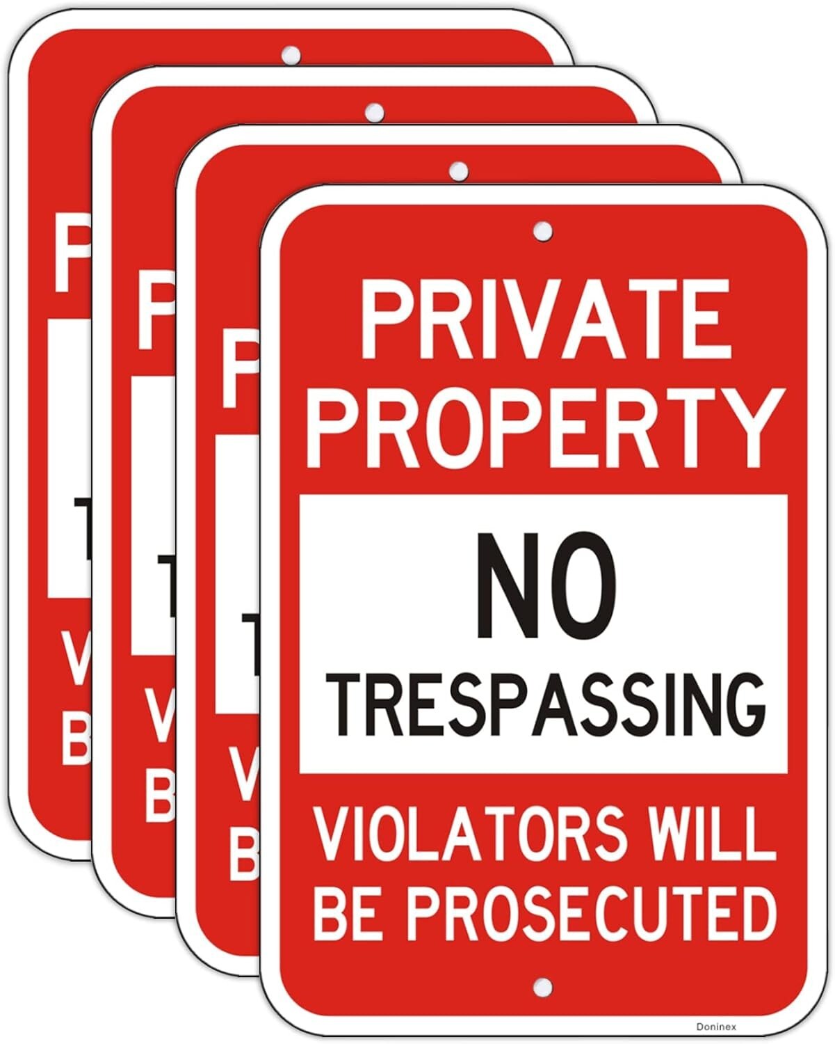 Engineer Grade Reflective No Trespassing Signs, 12x18 Inches, Heavy Duty 4 Pack