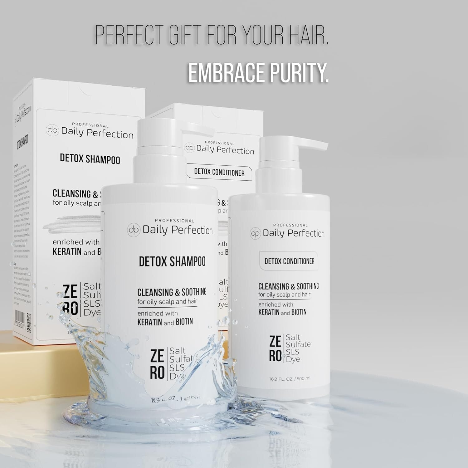 Refreshing Detox Shampoo & Conditioner with Professional Grade Formula - 8x8x4