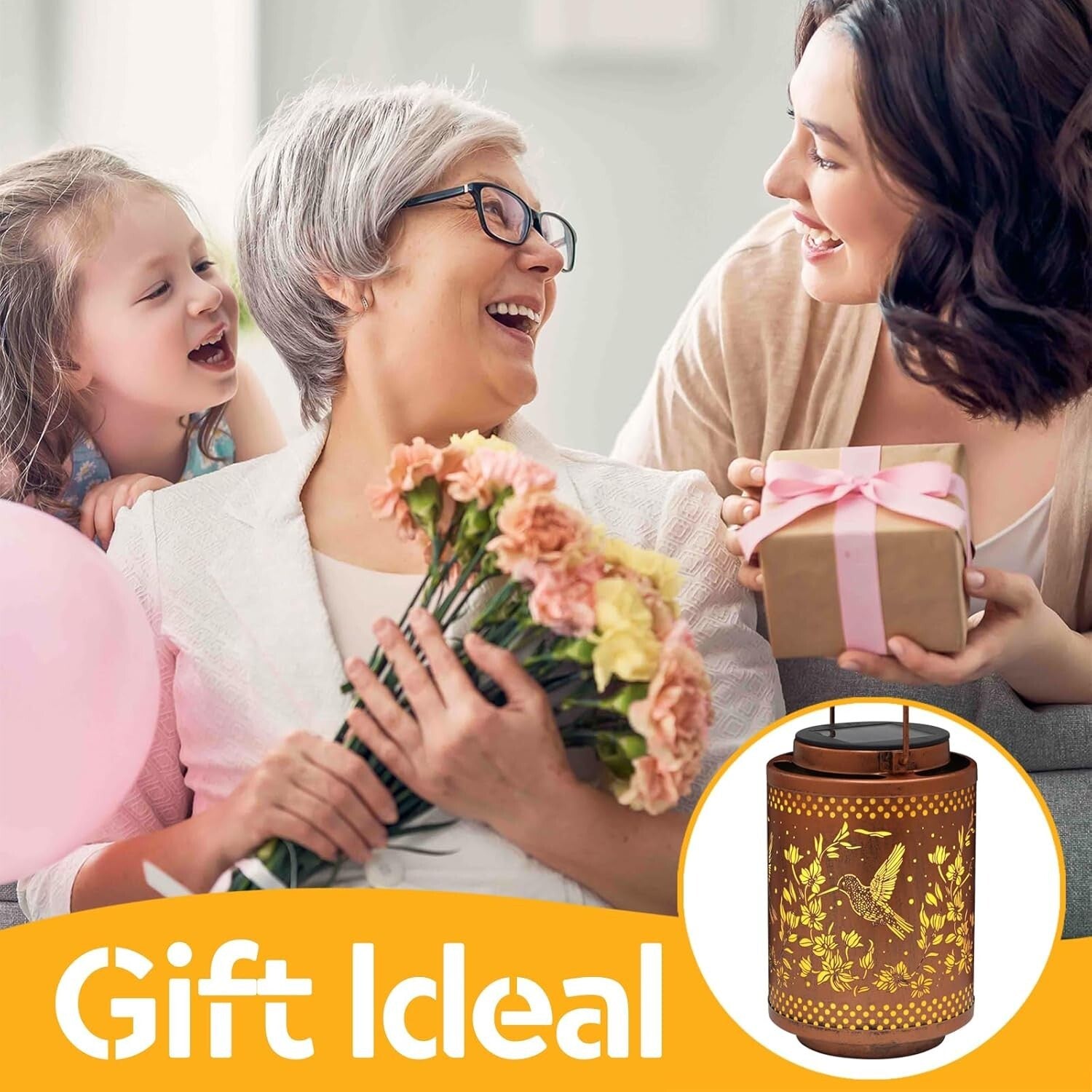 Elegant Solar Lantern with Hummingbird Patterns - Perfect for Gardens & Gifts