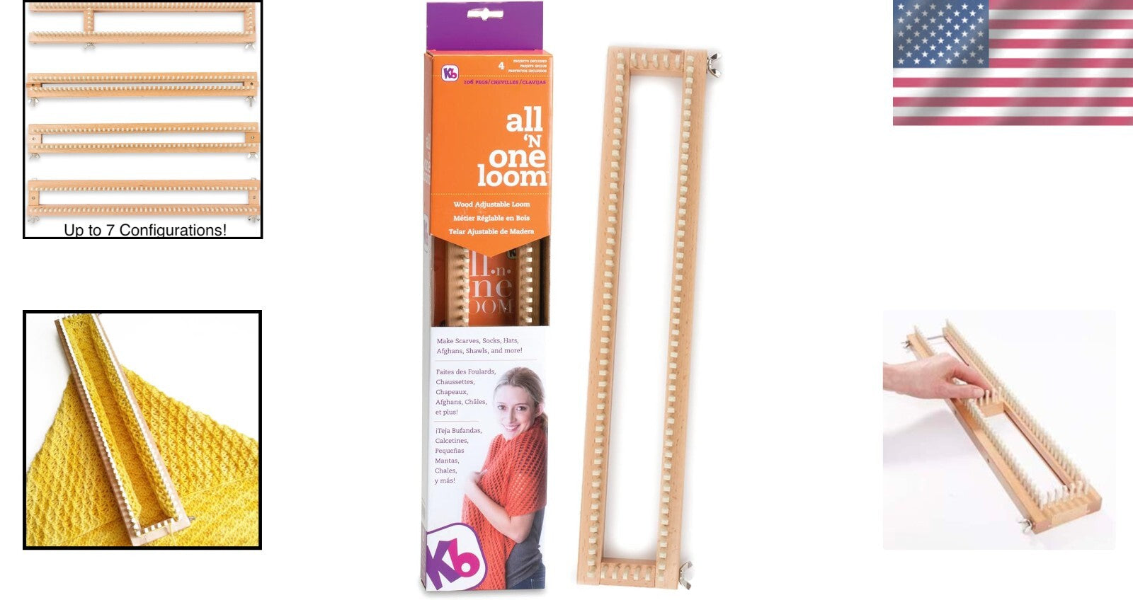 18" Multi-Purpose Knitting Loom Kit: 106 Pegs, Tool, and Instructions Included