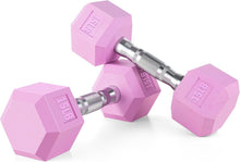 Load image into Gallery viewer, Stylish Light Pink 15 lb Neoprene Dumbbells - Anti-Slip, Hex Shape Set of 2