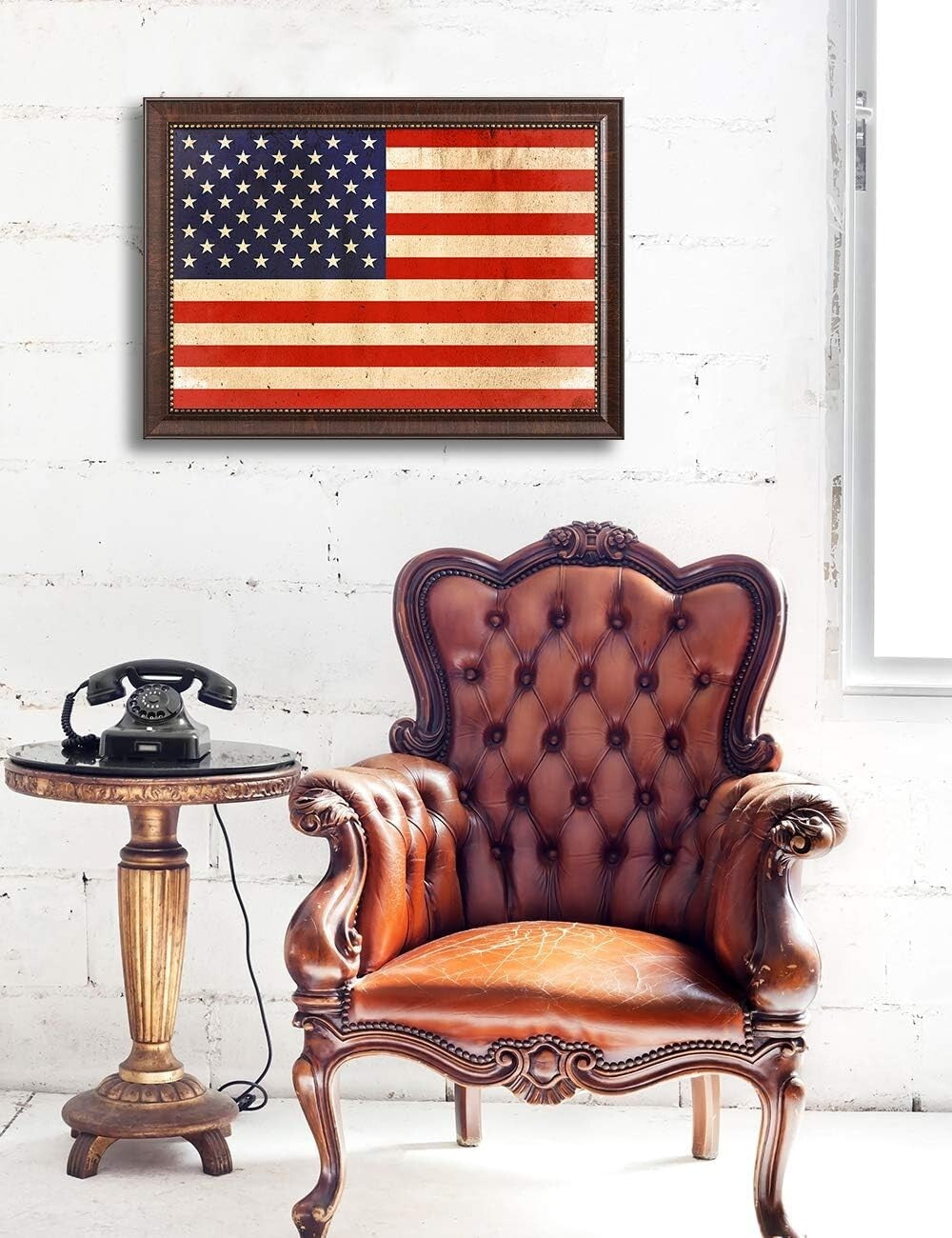 Vibrant American Flag Giclee Print Wall Art - Canvas 27x19 Ready to Display