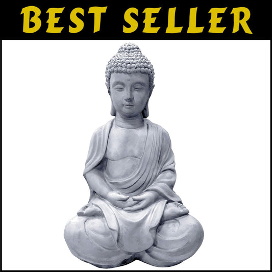 Calming 25.6" Freestanding Sitting Buddha Statue - Perfect Garden Centerpiece