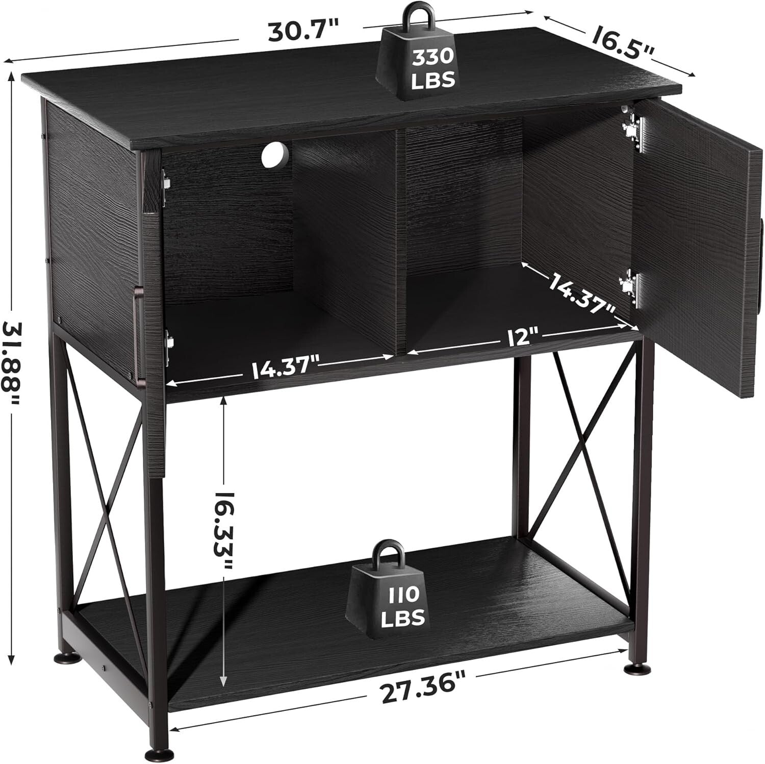 Dual-Level 20-29 Gallon Fish Tank Stand with Modern Design and Storage Solutions