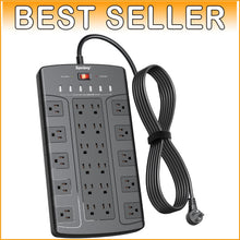 Load image into Gallery viewer, Multi-Outlets Power Strip with 22 Outlets + 6 USB Ports - Flat Plug for Space