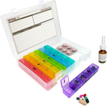 Load image into Gallery viewer, Weekly Pill Organizer with 5x Daily Compartments and Secure Case - Multicolor