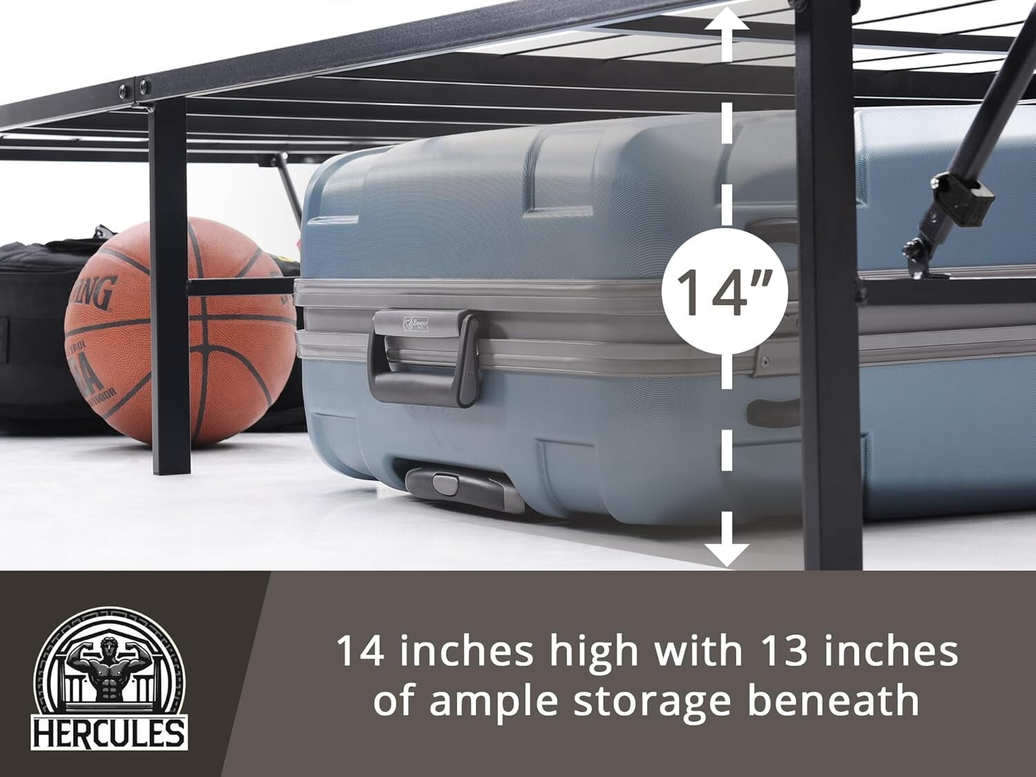 Durable 14-Inch Metal Bed Frame for California King - Quick Setup & Stylish