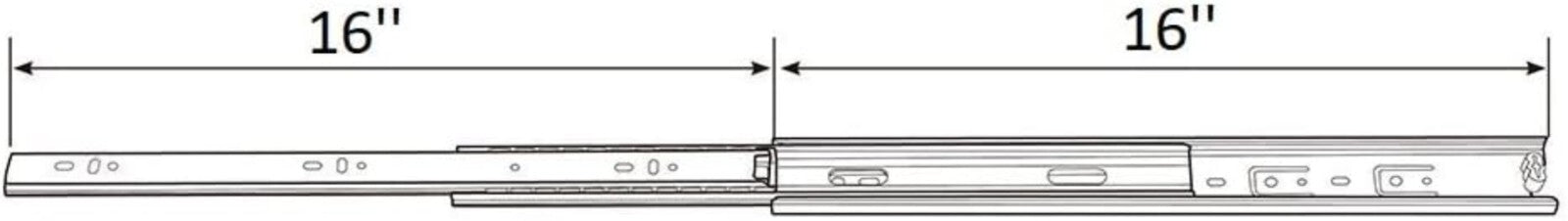 4-Pair Full Extension Ball Bearing Drawer Slides - 16 Inch, 100 lbs Capacity
