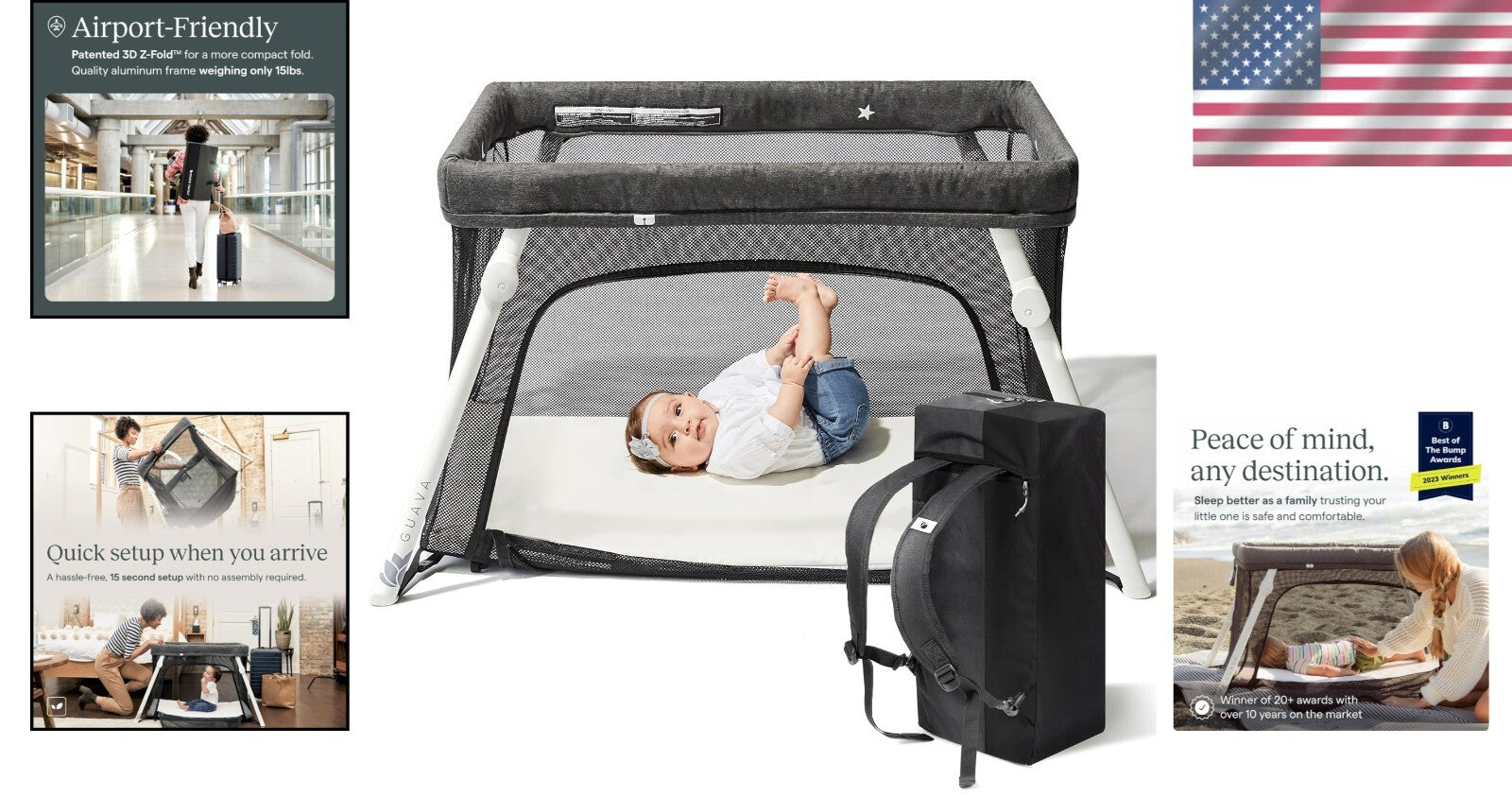 Certified GreenGuard Lotus Portable Crib - Safe Travel Bed for Babies & Toddlers