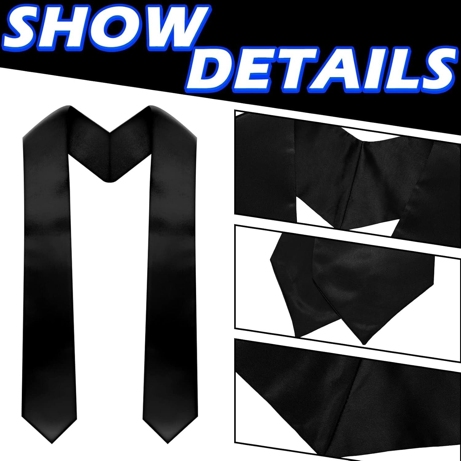 Elegant White Graduation Stoles Set - 12 Unisex Satin Sashes for Festive Events