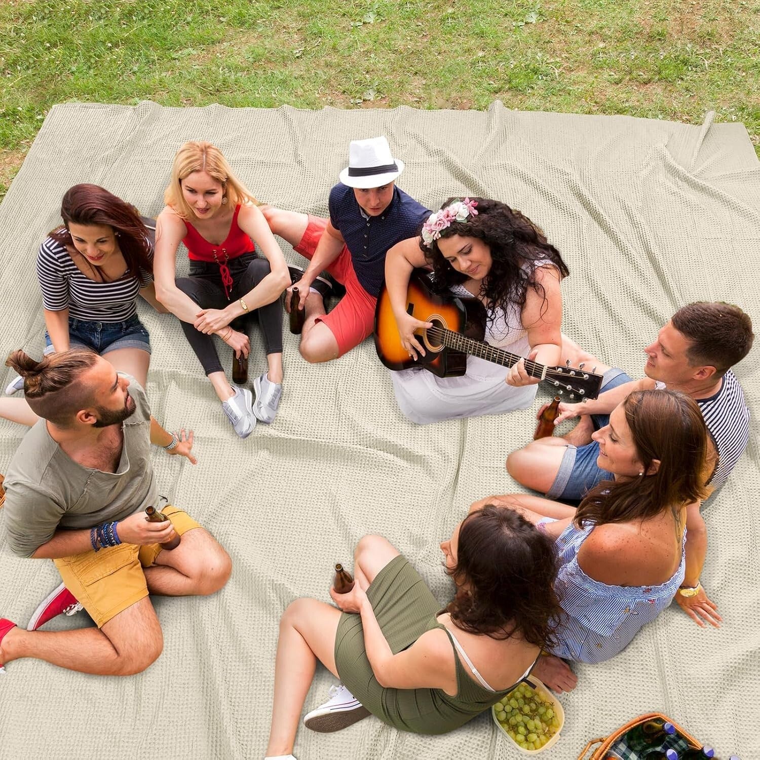 Versatile Oversized Cotton Waffle Throw Blanket - Perfect for Home and Travel