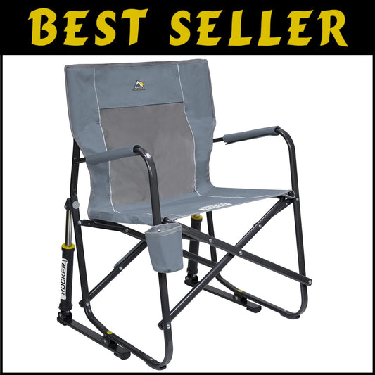Portable Freestyle Rocker Camping Chair with Cup Holder – Grey & Comfortable