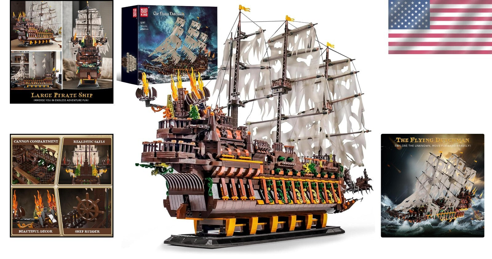 Flying Dutchman Pirate Ship Model Kit - 4364+ Building Blocks for Kids & Adults
