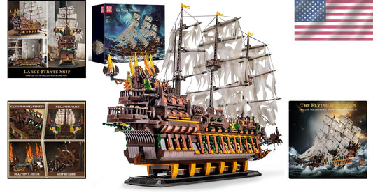 Flying Dutchman Pirate Ship Model Kit - 4364+ Building Blocks for Kids & Adults