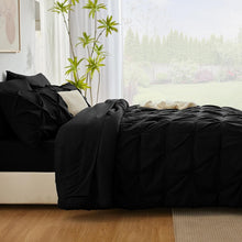 Load image into Gallery viewer, Stylish Black Full Size 7-Piece Bedding Set - Pinch Pleat Comforter Included