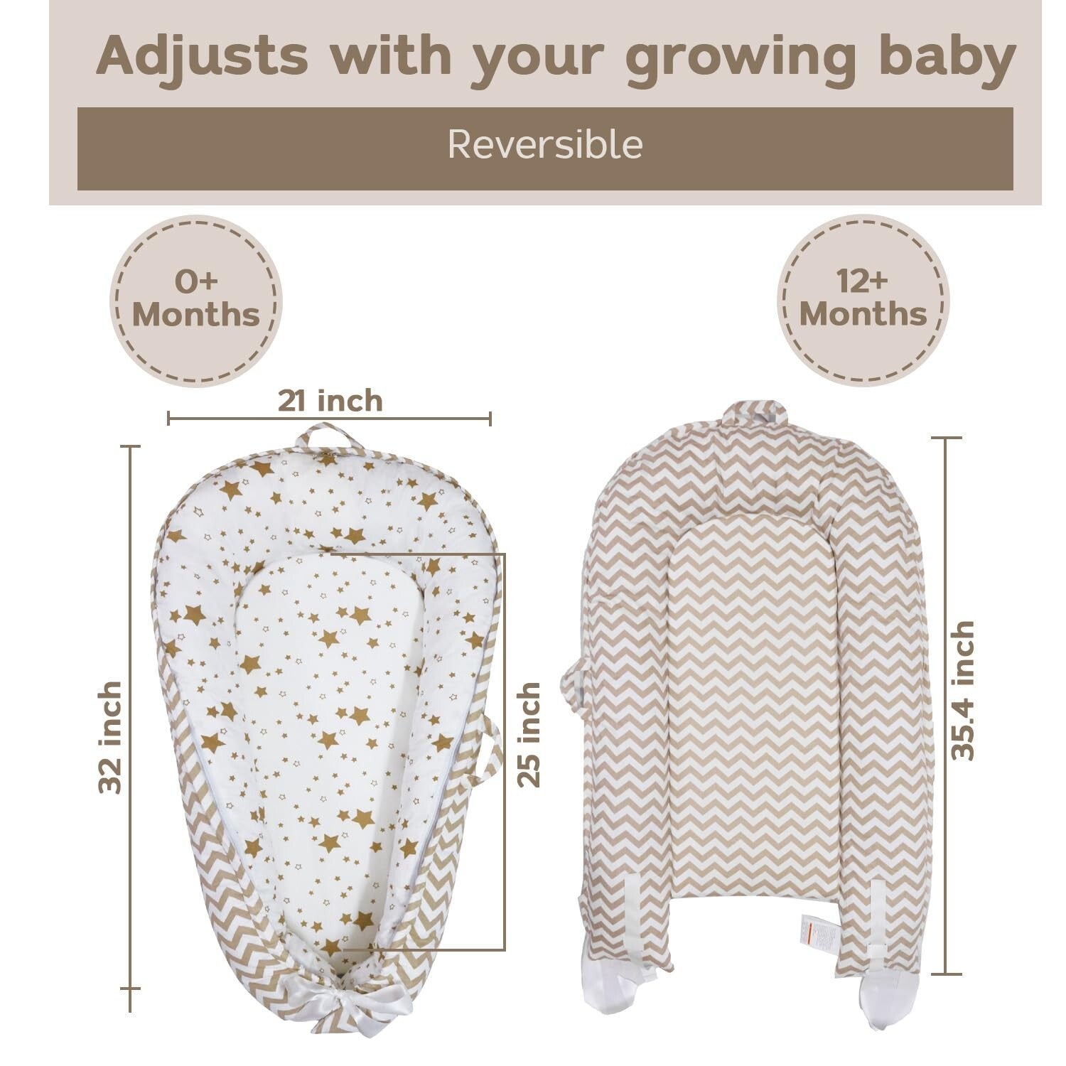 Organic Cotton Portable Baby Lounger with Reversible Design - Star Collection