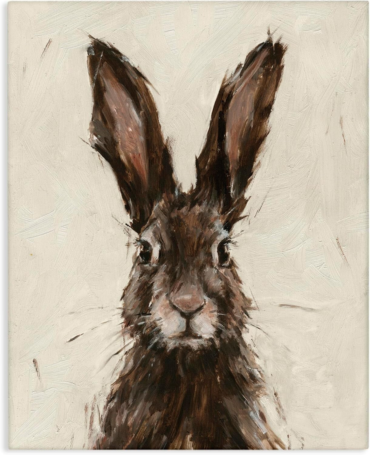 Elegant Brown European Rabbit Portrait Painting - Ready to Hang Canvas Art
