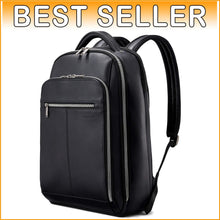 Load image into Gallery viewer, Classic Black Leather Laptop Backpack - Stylish &amp; Spacious for Professionals