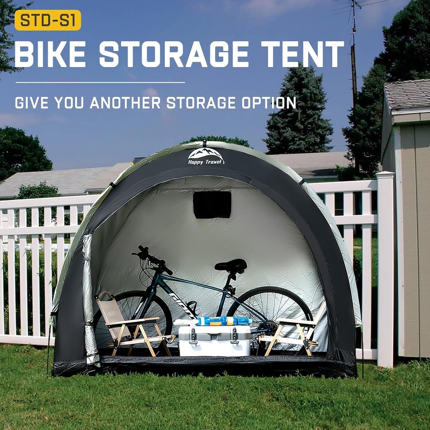 Durable 210D Waterproof Bicycle Storage Tent with Quick Setup - Fits 2-3 Bikes