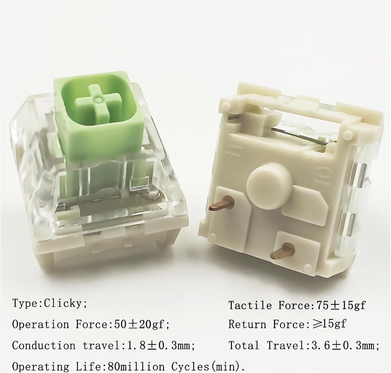 Box Jade 3-Pin Clicky Switches - Satisfaction Guaranteed for Gaming Keyboards