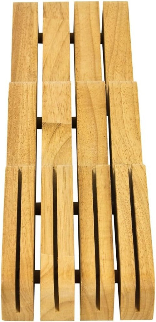 Natural Wood 7-Slot In-Drawer Knife Storage - Elegant & Space-Saving Solution