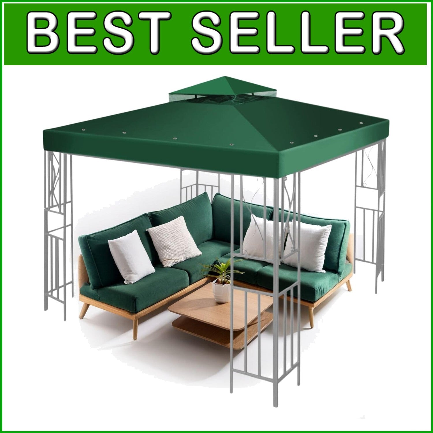 Double Tier 10x10 Gazebo Replacement Canopy - Water-Resistant & Easy Setup