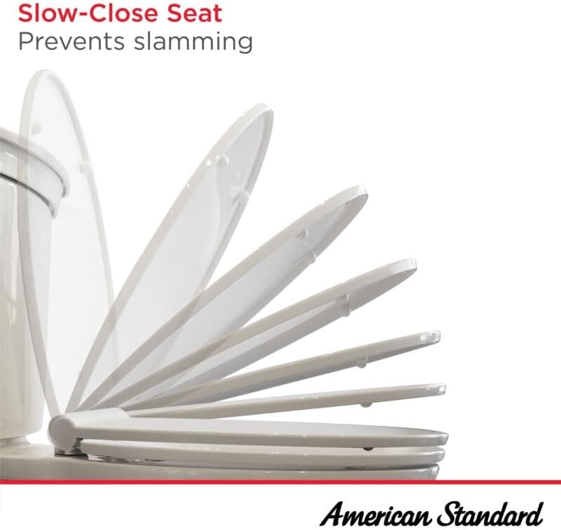 Champion Slow-Close Elongated Toilet Seat, White - Effortless Cleaning & Safety
