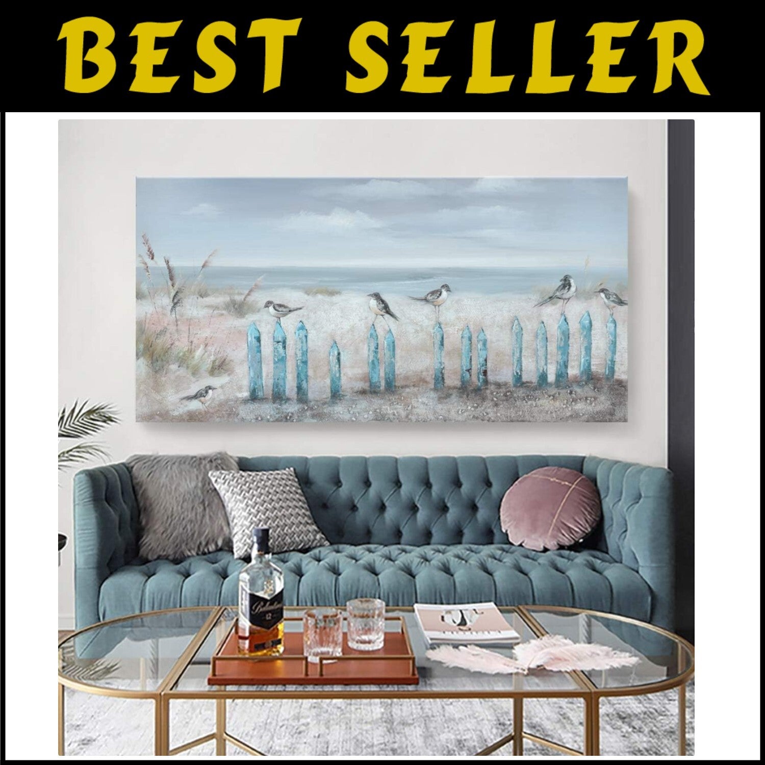 Stunning 60x30 Extra Large Ocean Seagull Canvas Art - Ideal for Any Space