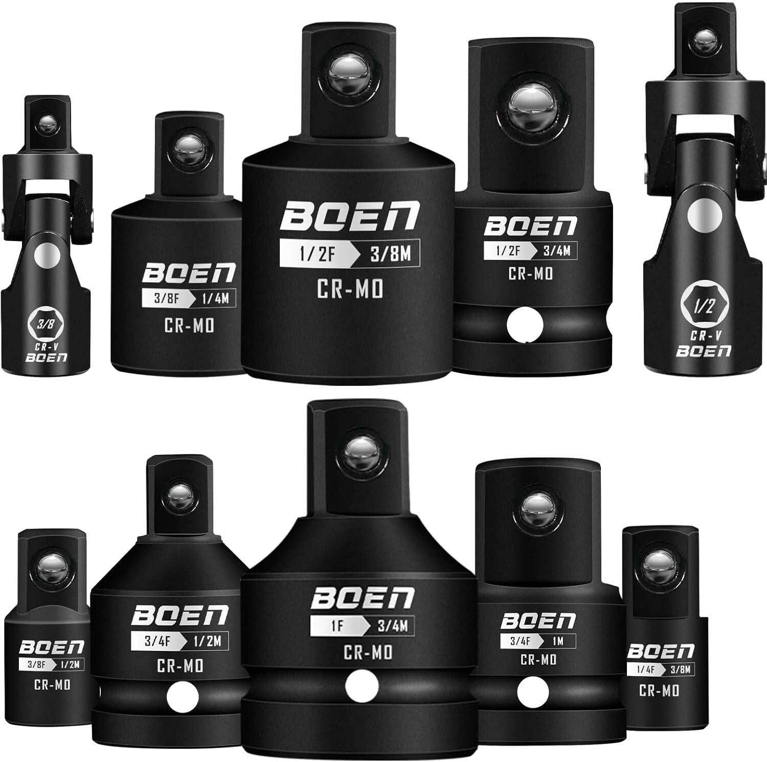 10-Piece Impact Socket Adapter Set in Chrome Moly Steel - Ultimate Versatility