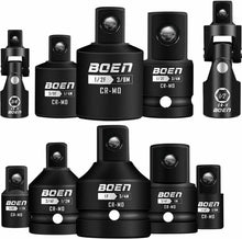Load image into Gallery viewer, 10-Piece Impact Socket Adapter Set in Chrome Moly Steel - Ultimate Versatility