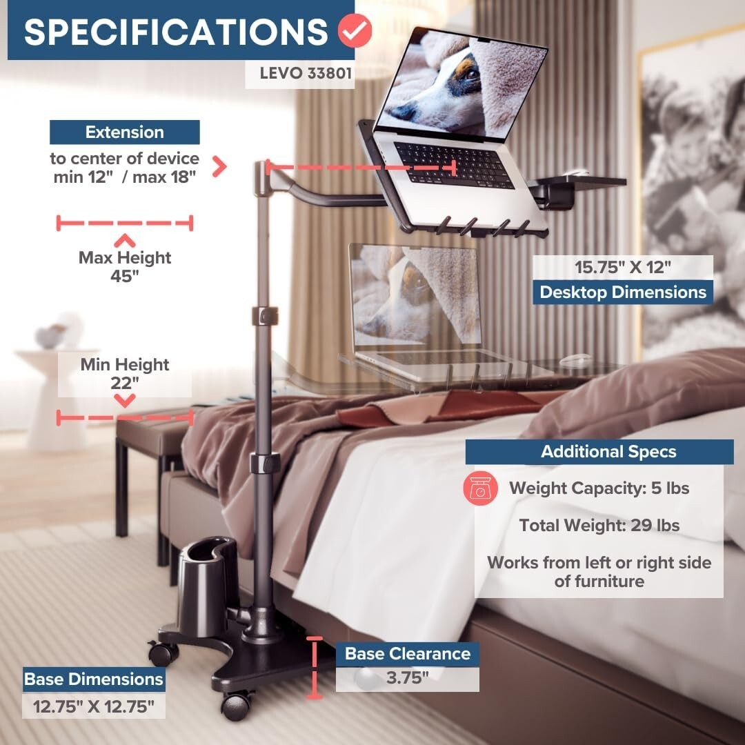 Elegant Aluminum Rolling Laptop Stand with Quick-Release Platforms - Gunmetal