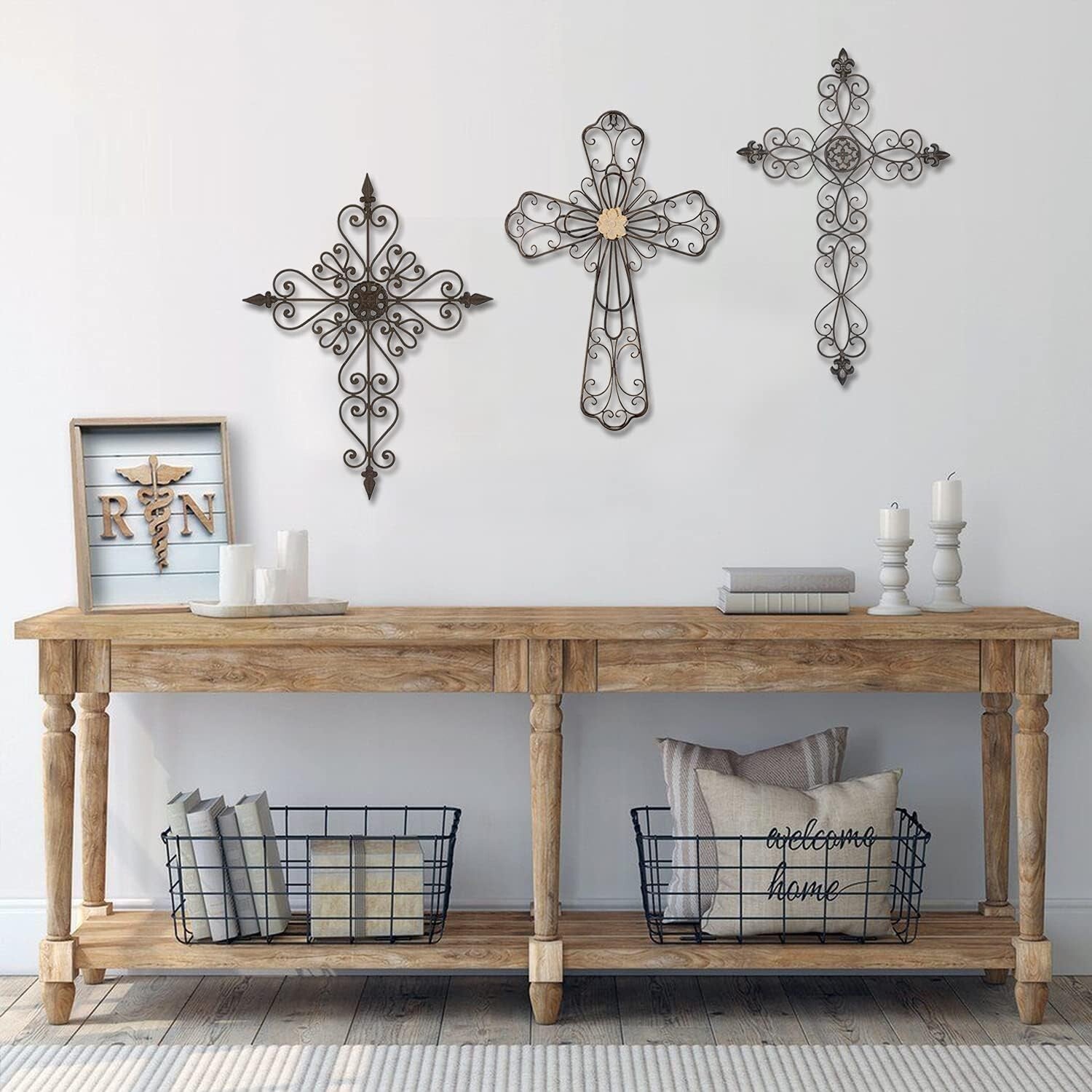 Elegant 24" H Metal Layered Cross Wall Decor - Perfect for Faith-Inspired Spaces